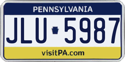 PA license plate JLU5987