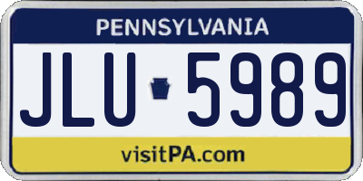 PA license plate JLU5989