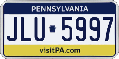 PA license plate JLU5997