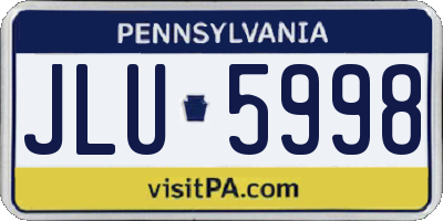 PA license plate JLU5998