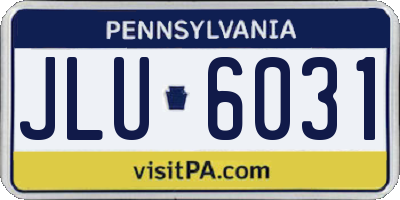 PA license plate JLU6031