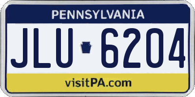 PA license plate JLU6204