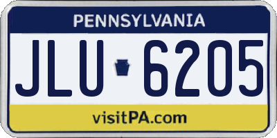 PA license plate JLU6205
