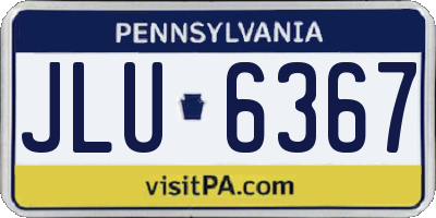PA license plate JLU6367