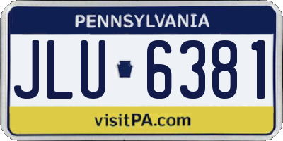 PA license plate JLU6381