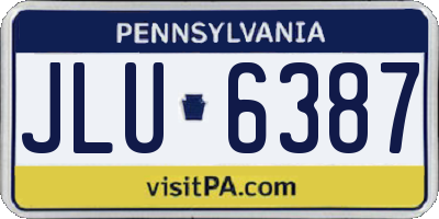 PA license plate JLU6387