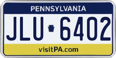 PA license plate JLU6402