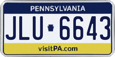 PA license plate JLU6643