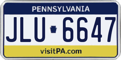 PA license plate JLU6647