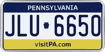 PA license plate JLU6650