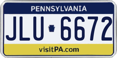 PA license plate JLU6672