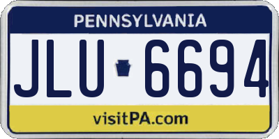 PA license plate JLU6694