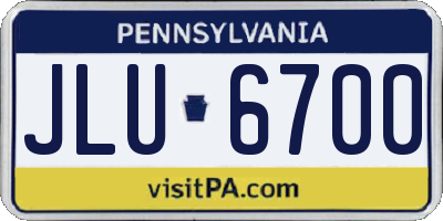 PA license plate JLU6700