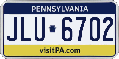 PA license plate JLU6702