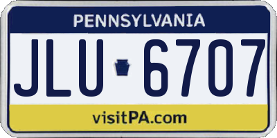 PA license plate JLU6707