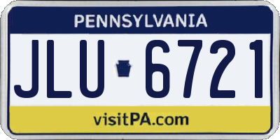 PA license plate JLU6721