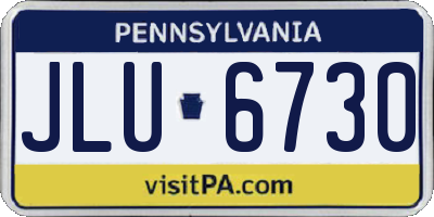 PA license plate JLU6730