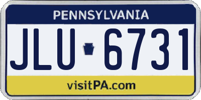 PA license plate JLU6731