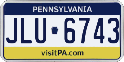 PA license plate JLU6743