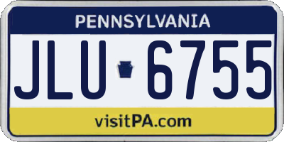 PA license plate JLU6755