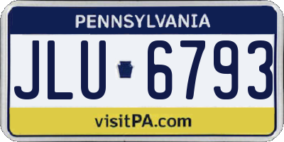 PA license plate JLU6793