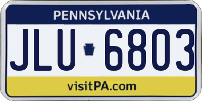 PA license plate JLU6803