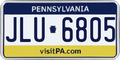 PA license plate JLU6805