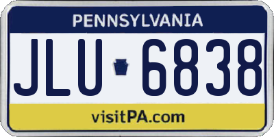 PA license plate JLU6838