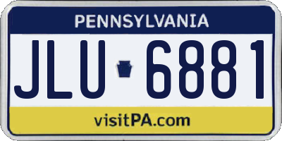 PA license plate JLU6881