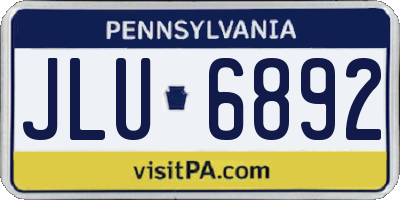 PA license plate JLU6892