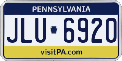 PA license plate JLU6920
