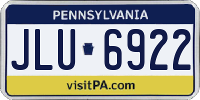 PA license plate JLU6922