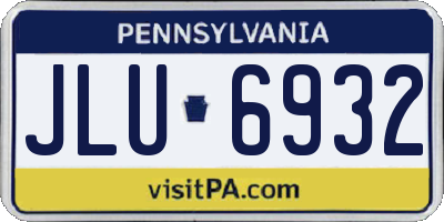 PA license plate JLU6932