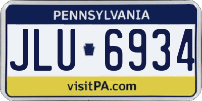 PA license plate JLU6934