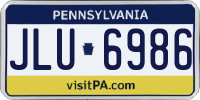 PA license plate JLU6986