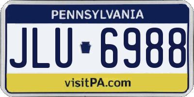 PA license plate JLU6988