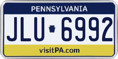 PA license plate JLU6992