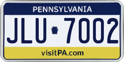 PA license plate JLU7002