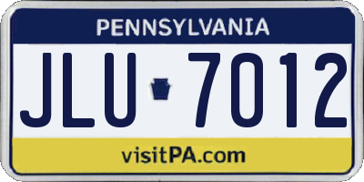 PA license plate JLU7012