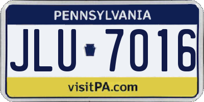 PA license plate JLU7016