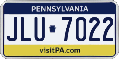 PA license plate JLU7022