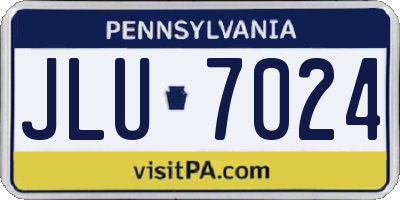 PA license plate JLU7024