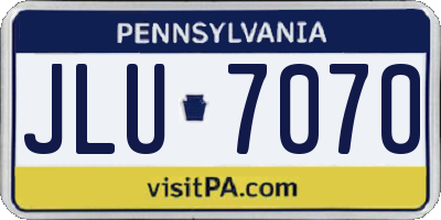 PA license plate JLU7070