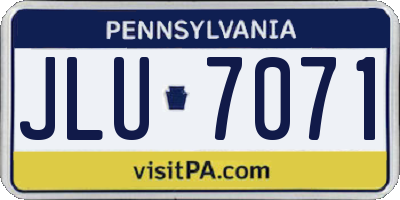 PA license plate JLU7071