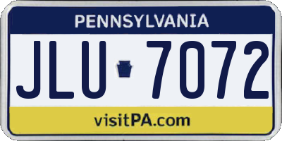 PA license plate JLU7072