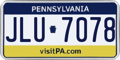 PA license plate JLU7078