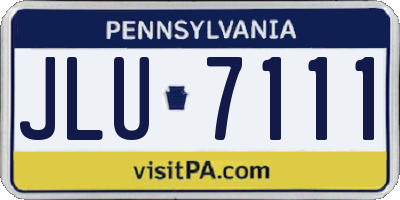 PA license plate JLU7111