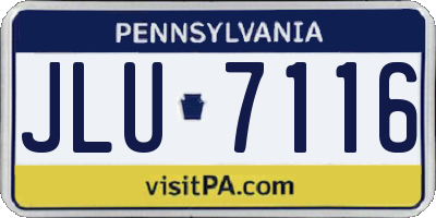PA license plate JLU7116