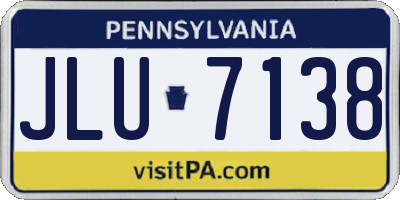 PA license plate JLU7138
