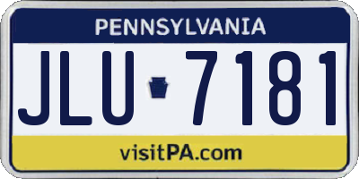 PA license plate JLU7181